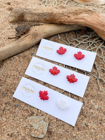 Canada Day Maple Leaf Polymer Clay Studs - 0