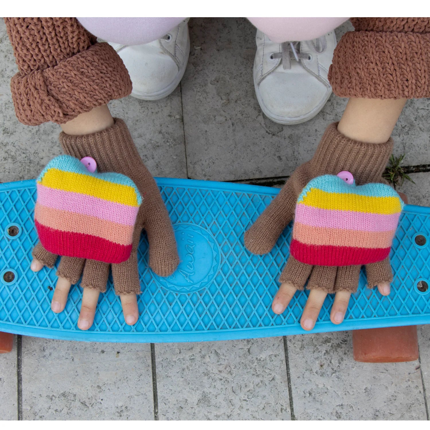 Rainbow Stripe Knitted Gloves - 0