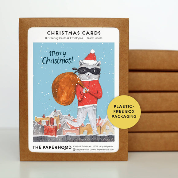 Holiday Raccoon Box of 8