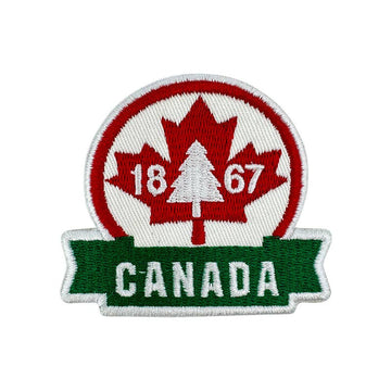Canada iron-on embroidery patch with green banner