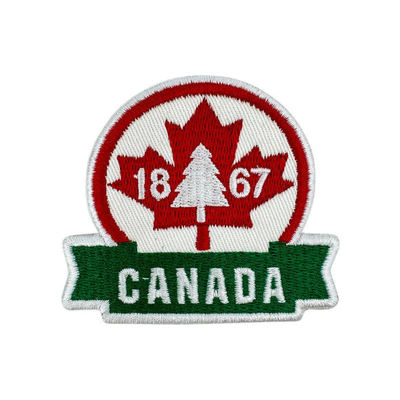 Canada iron-on embroidery patch with green banner