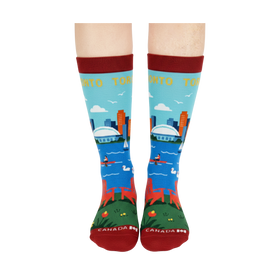 Toronto Scenic Crew Socks – Colorful City Skyline Lake Travel Socks - 0