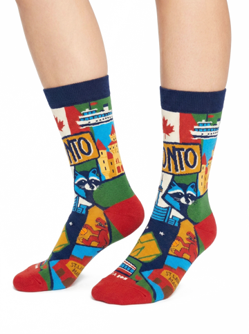 Toronto Scenic Urban Culture Crew Socks with City Icons