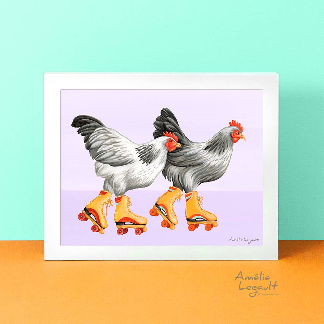 Hens Roller Skating Card