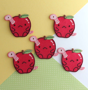 Worm in Apple Iron-On Patch - 0
