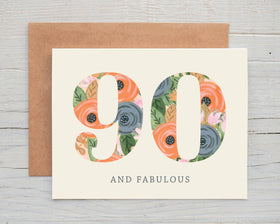 90th Floral Happy Birthday Card - 0
