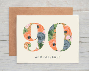 90th Floral Happy Birthday Card - 0
