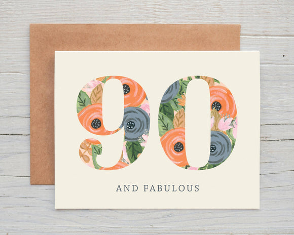 90th Floral Happy Birthday Card