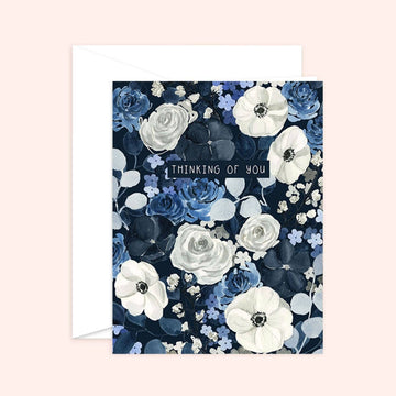Navy Floral Thinking of You Card | Sympathy Card - 0