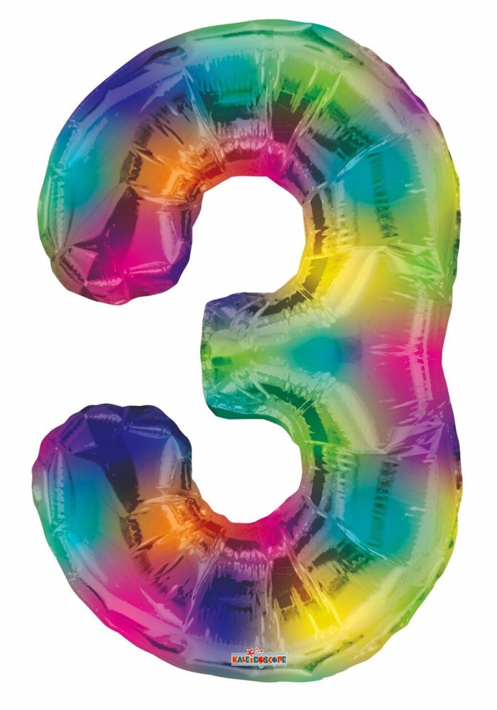 34" Number Helium Balloons (gold, silver and rainbow)