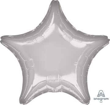 18" Mylar/Foil Star Helium Balloons (various colours) - 18" silver mylar star helium balloon, unique Canadian handmade gift with metallic sheen.
