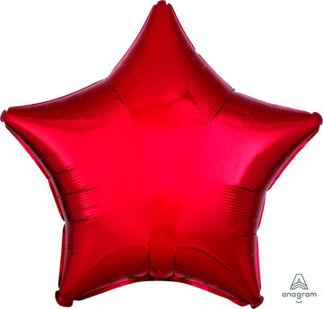 18" Mylar/Foil Star Helium Balloons (various colours) - Red 18-inch handmade Mylar star helium balloon, unique Canadian gift idea.