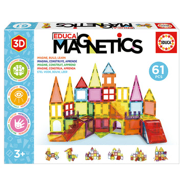 Magnetics - Colorful handmade Canadian magnet tiles set for kids, unique educational gift, 61 pieces.