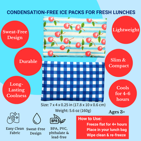 Gel Ice Packs in Fabric Sleeves 2-Pack - Vichy & Cherries - 0