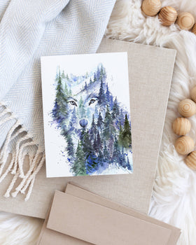 Young Wolf Watercolor Art Card - 0