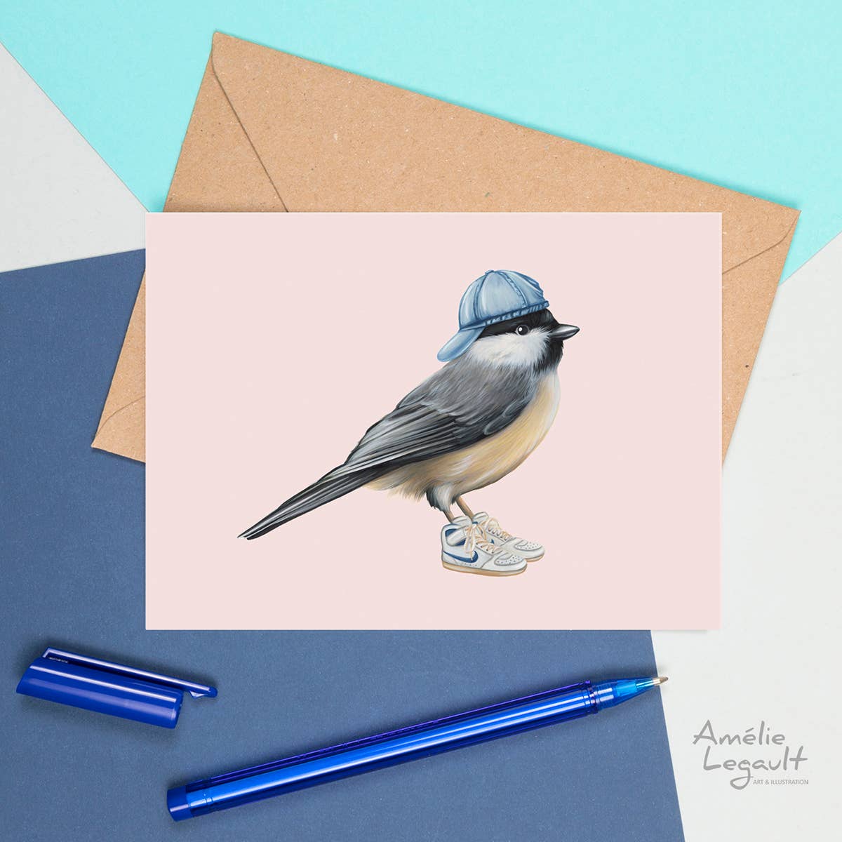 Chickadee Wearing Shoes Card