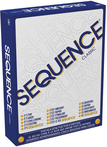 Sequence the Game (Trilingual Edition) - Sequence the Game Classic edition board game in a blue and white box, unique handmade Canadian gift.