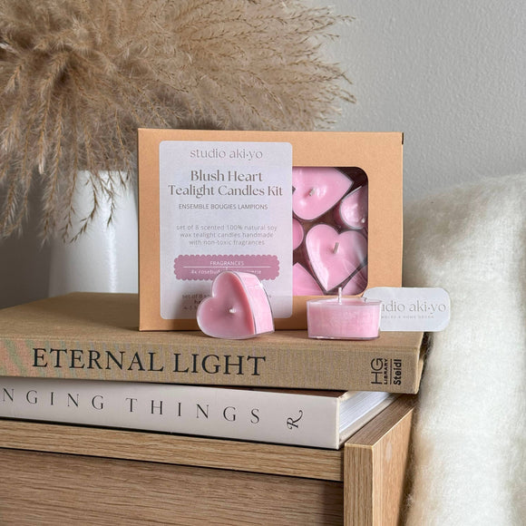 Blush Heart Tealight Candle Set
