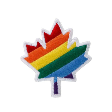 Rainbow Maple Leaf Iron-On Embroidery Patch
