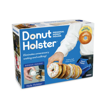 Prank Gift Box Donut Holster - Prank gift box for unique handmade Canadian donut holster packaging with blue and white design.