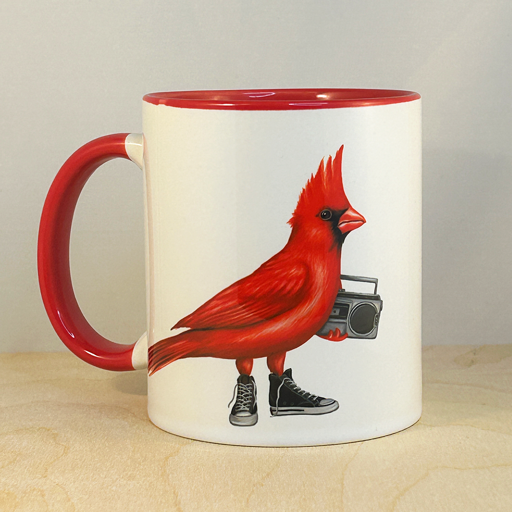 Cardinal with a Boombox Mug