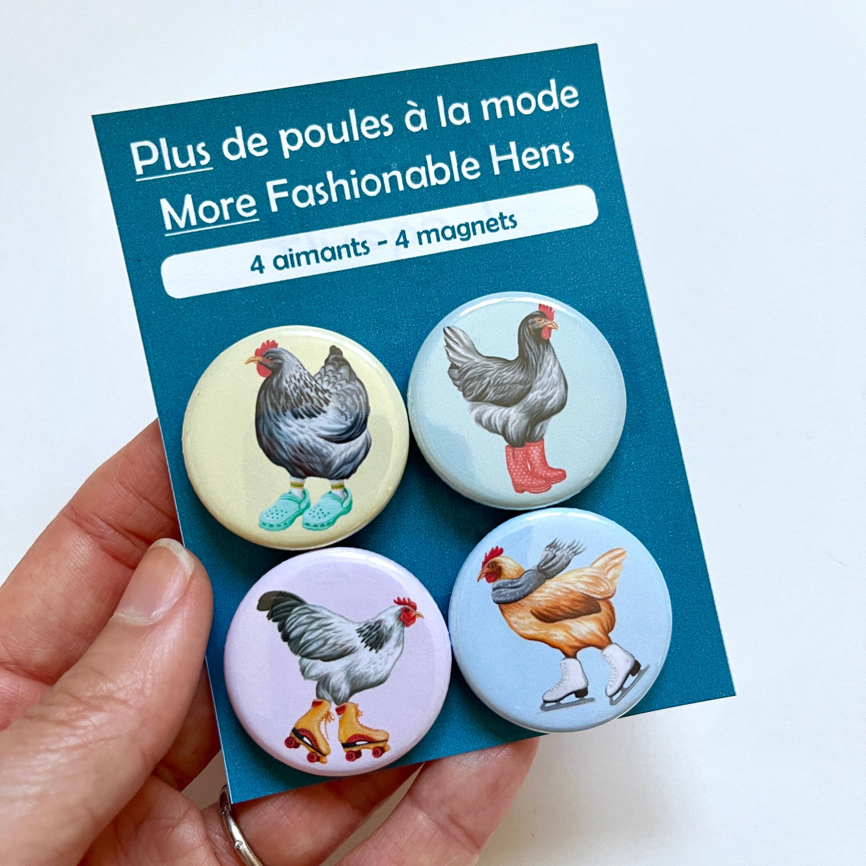 Fashionable Hens Fridge Magnets (set of 4)