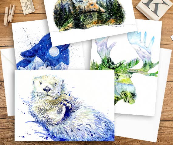Sea Otter Watercolor Art Card