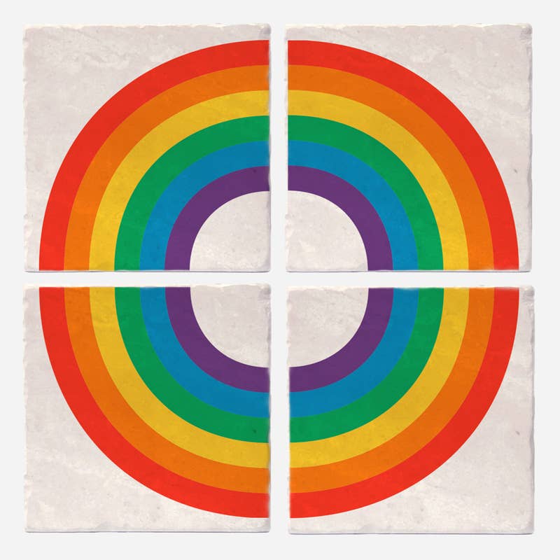 Rainbow Set of 4 Absorbent Ceramic Coasters