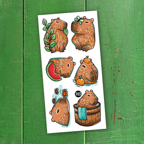 Peaceful Capybaras - Temporary Tattoos