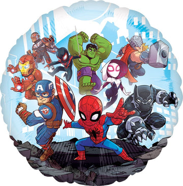 Licensed Helium Balloons (assorted styles) - 17" round helium balloon featuring Marvel Avengers characters, colorful, unique handmade Canadian gift.