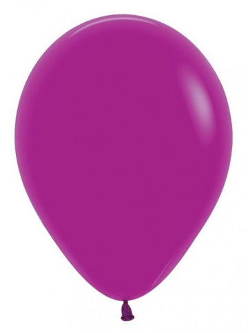 11" Inflated Latex Balloons (various colours) - 11-inch inflated purple latex balloon with a smooth, glossy surface and tied end.