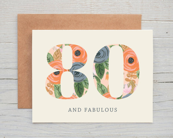 80th Floral Happy Birthday Card