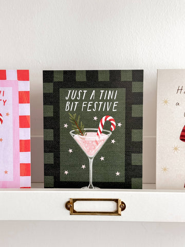 Just A Tini Bit Festive - Holiday Martini Cocktail Christmas Card - 0