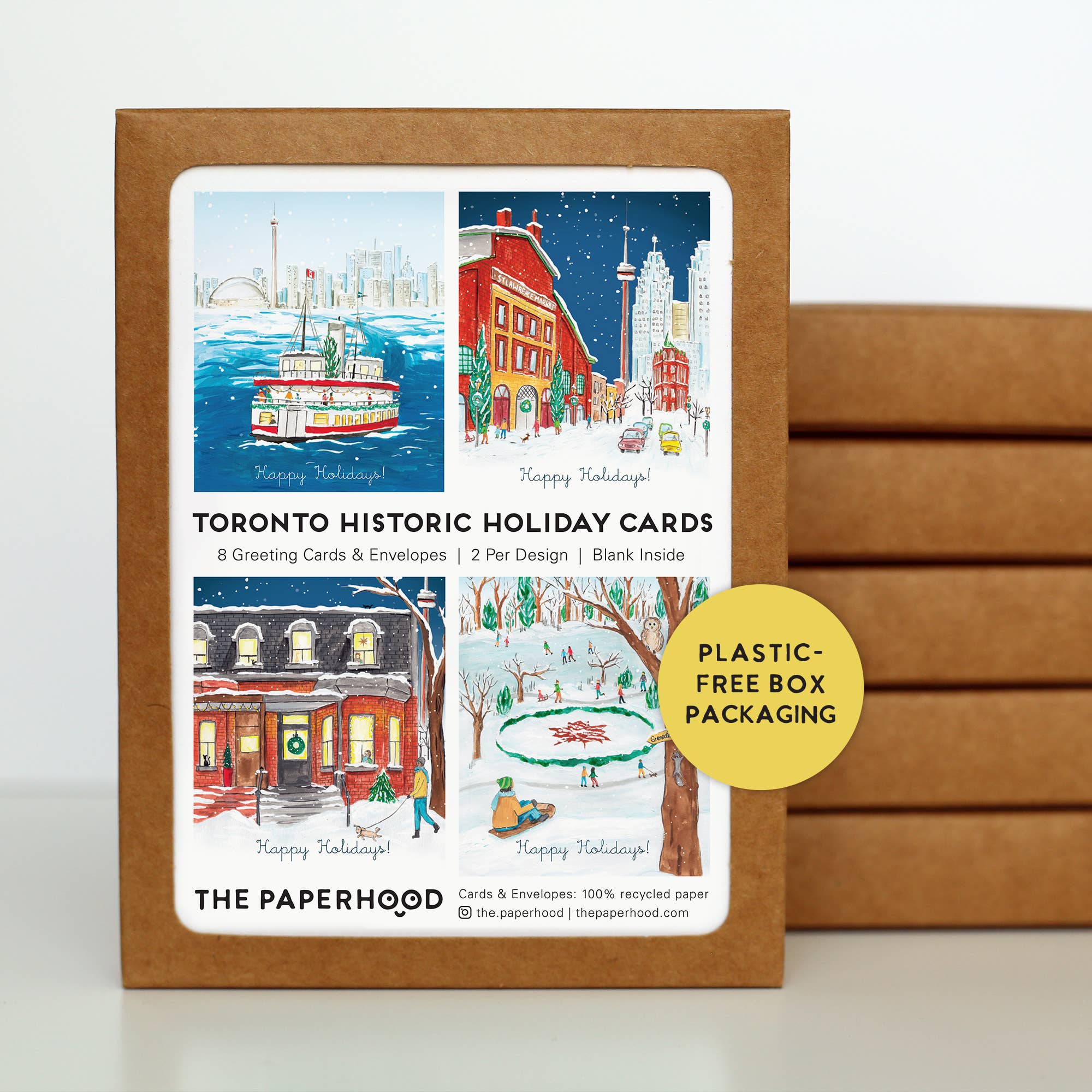 Assorted Box Of 8 'Toronto Historic Holiday' Greeting Cards - 0