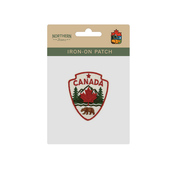 Canada Shield Maple Leaf Bear Mountain Embroidered Iron-On Patch - 0