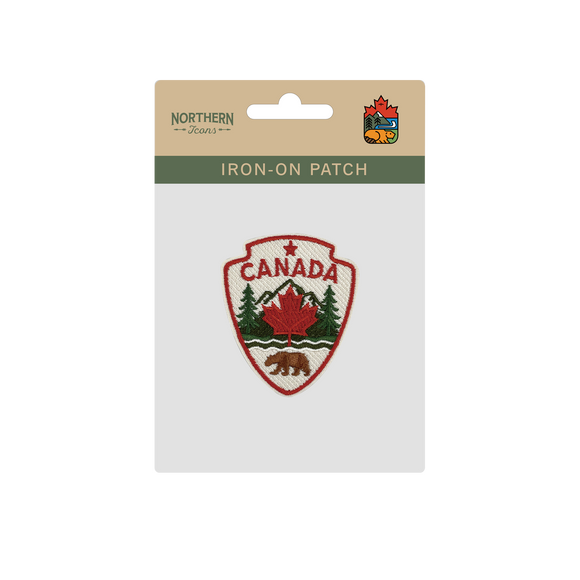 Canada Shield Maple Leaf Bear Mountain Embroidered Iron-On Patch