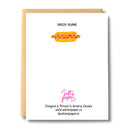 Hot Dog It's Your Birthday - Handmade Canadian birthday card with colorful hot dog illustration, unique gift design.