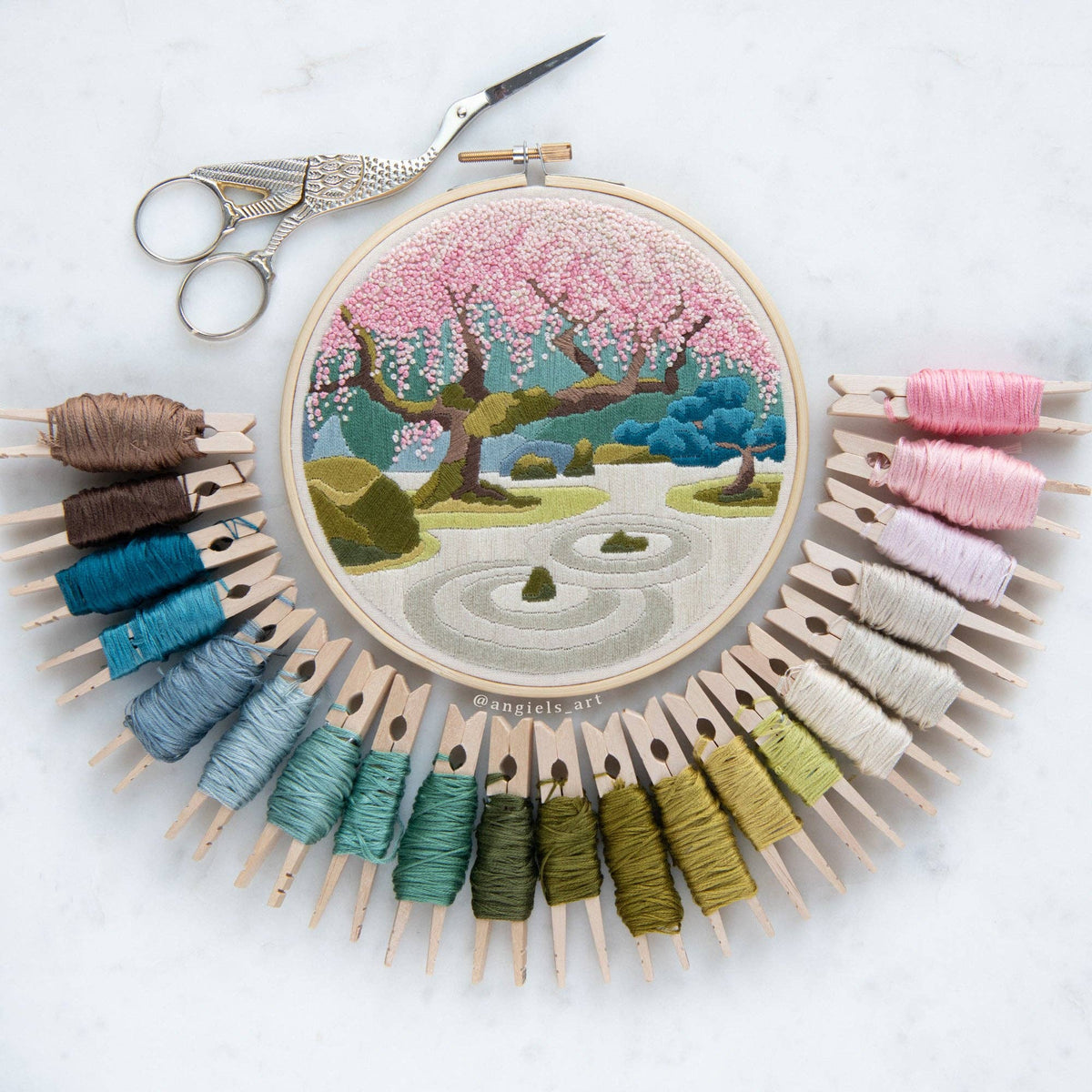 Japanese Garden DIY Embroidery Kit | Caribou Gifts Inc.