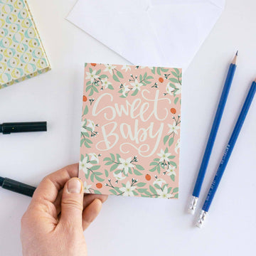 Sweet Baby Orange Blossom Baby Shower Card - 0