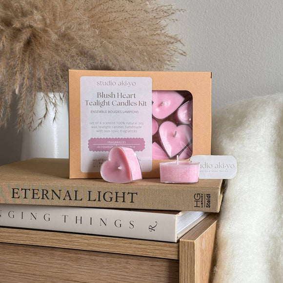 Blush Heart Tealight Candle Set