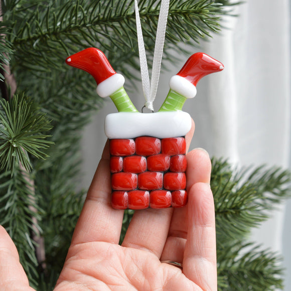 The Mischievous Elf Caught in the Chimney Ornament