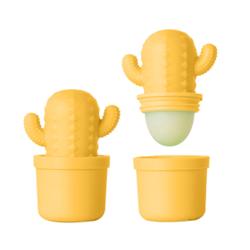 GIFT SET 3 Pack Lip Balm -  SUMMER EDITION - Unique handmade Canadian lip balm in yellow cactus-shaped container with matching cap gift set.