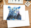 Aurora Bear Northern Lights Night Sky Watercolor Art Card-7