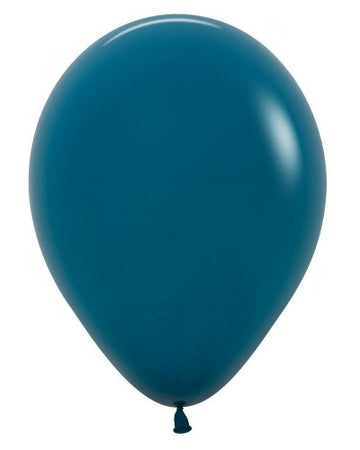 11" Inflated Latex Balloons (various colours) - 11-inch teal inflated latex balloon with a smooth shiny surface and rounded shape.