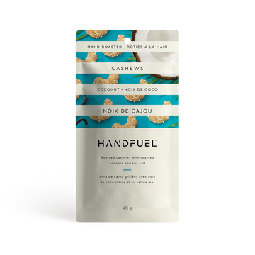 Handfuel Coconut Cashews (40g) - Handfuel Canadian handmade coconut cashews in 40g resealable gift pouch.