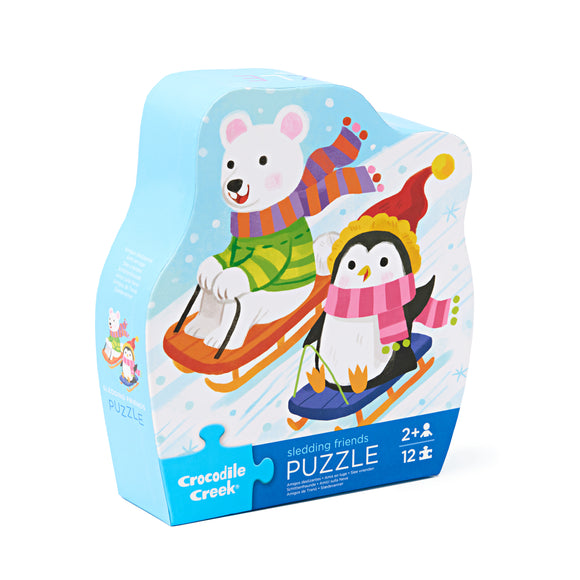 12 PC Mini Puzzle - Sledding Friends