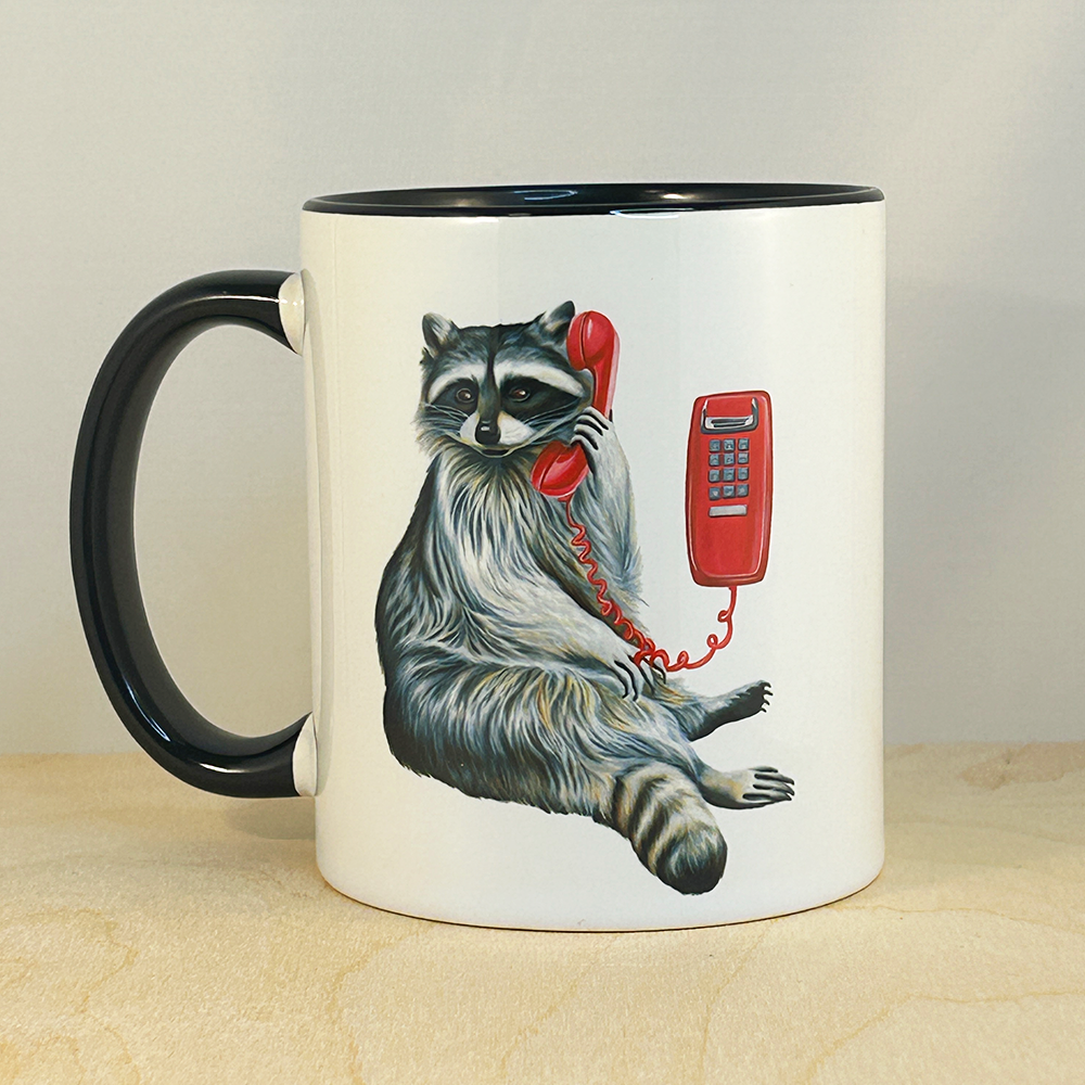 Raccoon on the Phone Mug