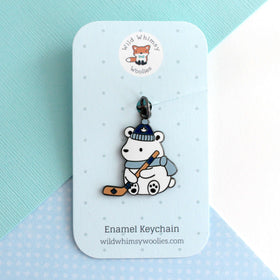 Polar Bear Playing Hockey Enamel Keychain - Toronto Leafs - 0