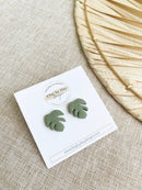 Monstera Stud Earring - Boho Polymer Clay Stud Earrings-2