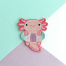 Axolotl in Floatie Embroidered Iron-On Patch-1